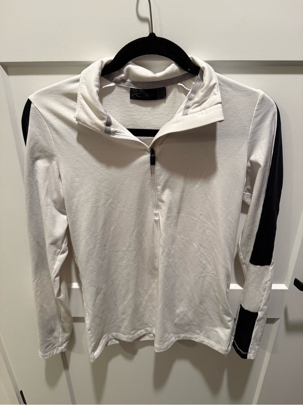 KJUS Women’s Motion Midlayer Half Zip Pullover White Black Colorblock Perform S